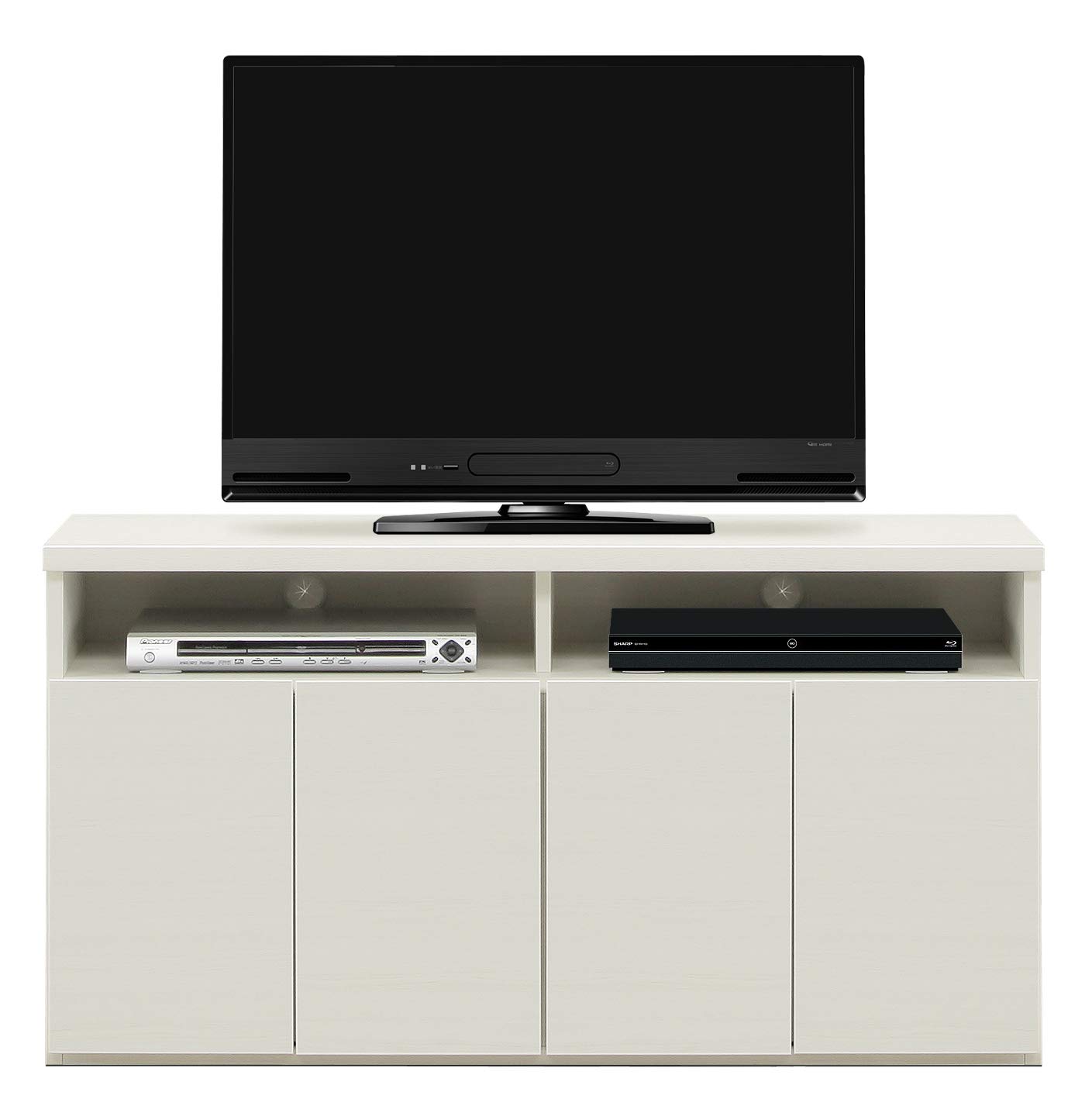 テレビ台 ハイタイプ テレビボード 完成品 サイドボード 寝室用 ダイニング用 TVボード 幅90/120 ブラウン/ホワイト (幅120cm, ホワイト)61179-61181